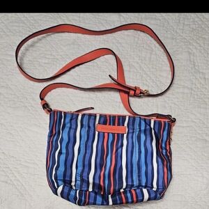 Vera Bradley Navy, Cobalt, Light Blue & Coral Striped Crossbody